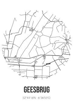 Geesbrug (Drenthe) | Landkaart | Zwart-wit van MijnStadsPoster