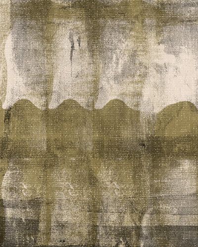 Blanc, taupe, moutarde. Motif naturel.