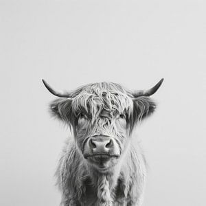 Highland-Rind Porträt in Schwarz-Weiß