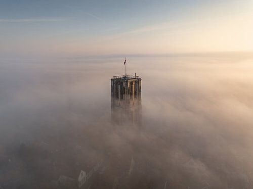The Tower of Goedereede above the Mist by Ellen van den Doel