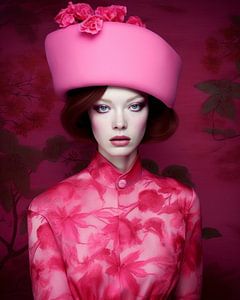 Modernes Porträt "Ich wünschte, die Welt wäre rosa" von Carla Van Iersel