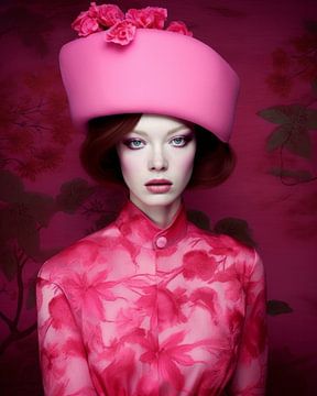Modern portret "I wish the world was pink" van Carla Van Iersel