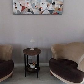 Klantfoto: Abstract Mensen Schilderij | Soulful Silhouettes Ensemble van Kunst Kriebels, als ArtFrame