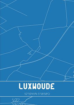 Blauwdruk | Landkaart | Luxwoude (Fryslan) van Rezona