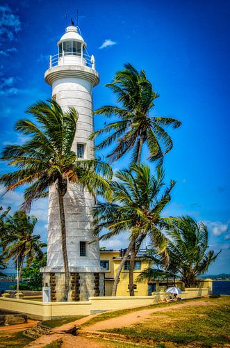 Vuurtoren in Galle Sri Lanka met palmbomen