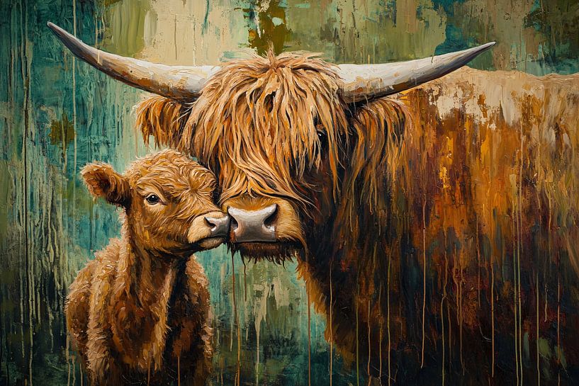 Scottish highlander and calf painting by Imperial Art House