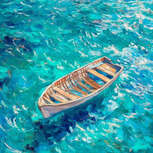 Verlaten boot in turquoise blauw water
