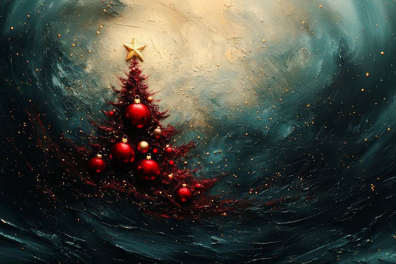 Festive Twist - Christmas Tree in Abstract Light by Eva Lee