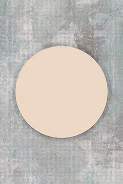 Abstrakte Zen-Kunst. Ikigai, Mond und Sonne. Japandi-Stil in Beige und Graubraun von Dina Dankers