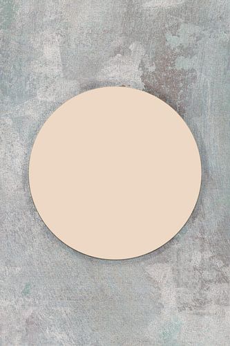 Abstracte Zen kunst. Ikigai, maan en zon. Japanse stijl in beige en grijsbruin