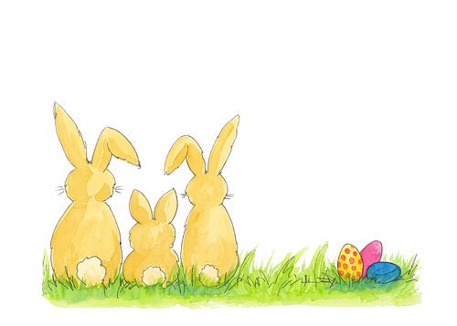 Famille de lapins de Pâques