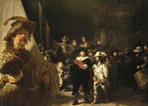 Le porte-drapeau x La garde de nuit, Rembrandt
