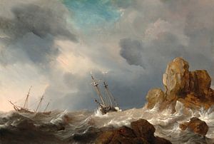 Schepen in een storm, Willem van de Velde de Jongere