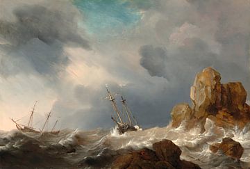 Ships in a Gale, Willem van de Velde the Younger