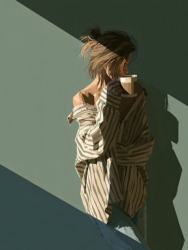 Morgenkaffee in sanften Schatten