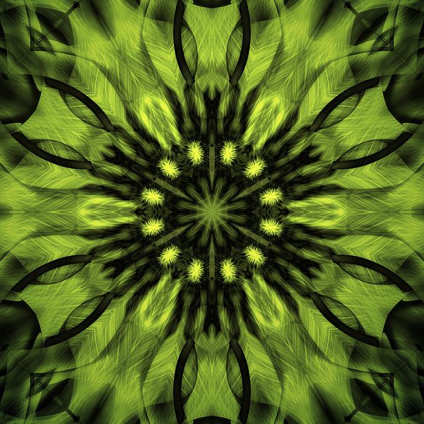Green glowing mandala by Sabine Wagner