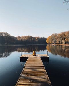 Blauer Himmel am Herbstsee