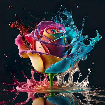 Betoverende, kleurrijke roos van Lauri Creates