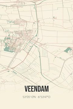 Alte Karte von Veendam (Groningen) von Rezona