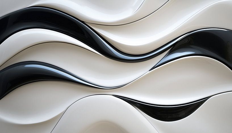Vormen en golven modern zwart-wit van TheXclusive Art