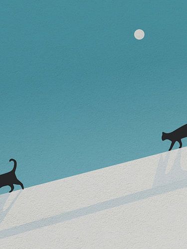 Minimal art funny following cat