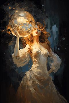 Goddess with golden disco ball