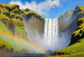 Paysage de la cascade de Skógafoss