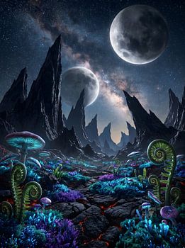Alien exoplanet landscape mountain