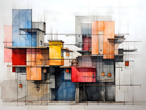 Skizze Architekturgebäude