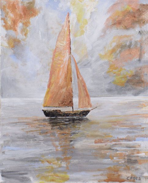 Sailboat in silver infinity by Chris Croes schilderijen