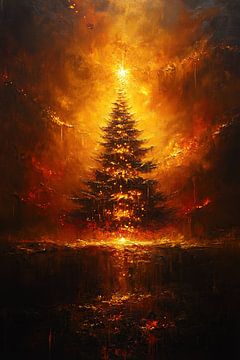Arbre de Noël sur Peinture Abstraite
