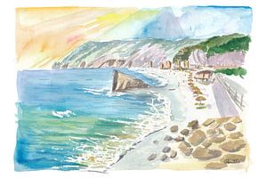 Monterosso al Mare Klassischer 5-Terre-Strand mit Felsen und blauem Meer