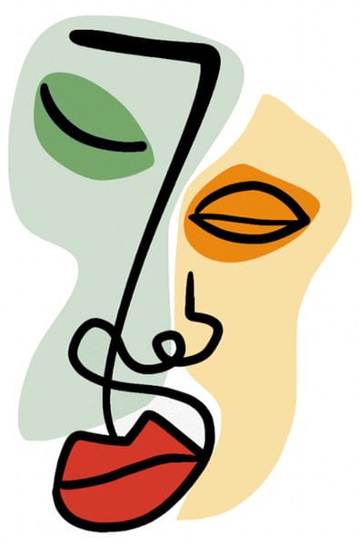 Abstract gezicht - lijntekening van Joyce Kuipers