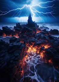 Lightning over the ocean