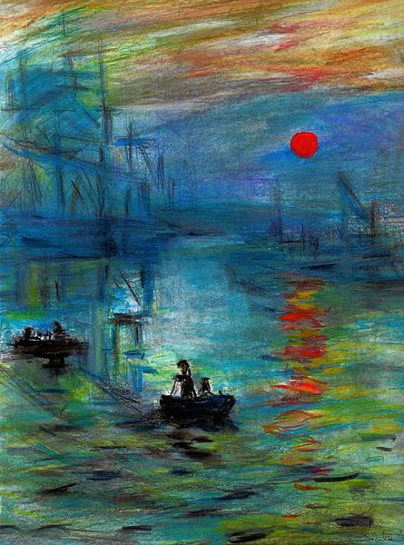 Soleil couchant dans le port . (inspiré par Monet ) par Ineke de Rijk