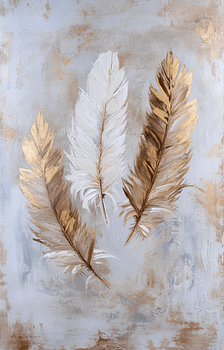 Goldene Federn in Beige und Weiß