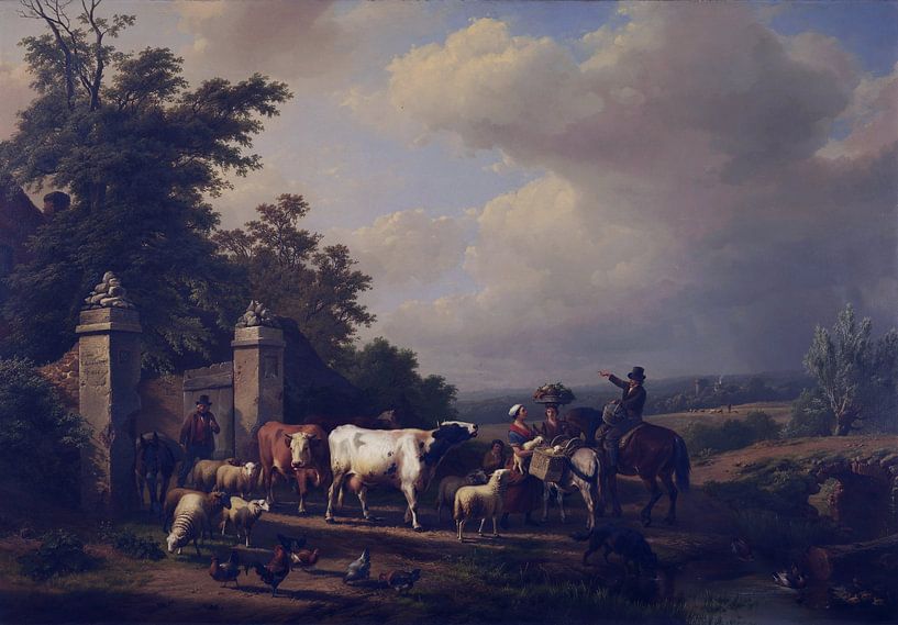 Aufbruch zum Markt, Eugène Verboeckhoven, 1854 von Atelier Liesjes