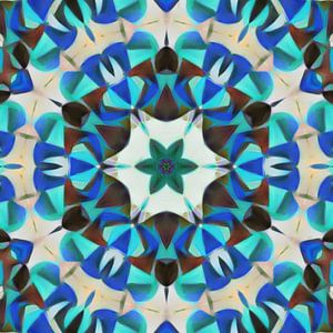 Abstrakte Blume Mandala in rot blau grün