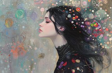 Vrouw | Dreamy Escape van Abstract Schilderij
