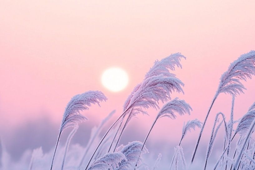 Gefrorenes Gras bei Sonnenaufgang von Imperial Art House