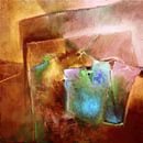 Composition abstraite : le turquoise rencontre la Sienne par Annette Schmucker Aperçu