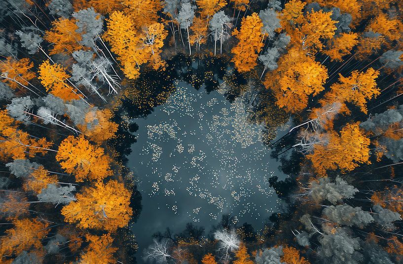 Herbstwald von oben von fernlichtsicht