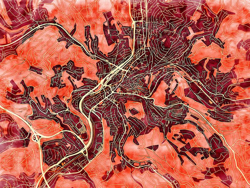 Kaart van Siegen in de stijl 'Amber Autumn' van Maporia