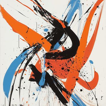 Dynamische Expressie in Oranje en Blauw van Thea