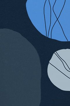 Moderne abstracte minimalistische vormen in blauw, grijs en zwart VI van Dina Dankers