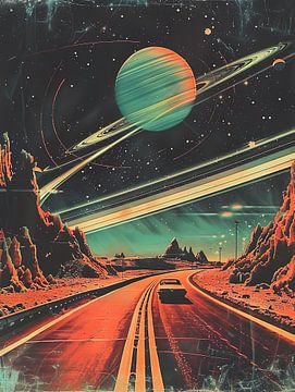 Saturn Highway vintage & retro von PixelPrestige