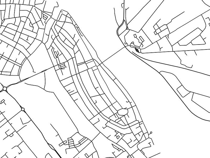 Karte von Kampen Centrum in Schwarz ud Weiss von De Kaartenwinkel
