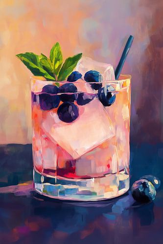 'Happy Hour' Cocktail in Rosa und Blau