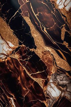 Marble Texture | Dark golden brown by Digitale Schilderijen