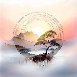 Friedliche und gelassene japanische Berglandschaft